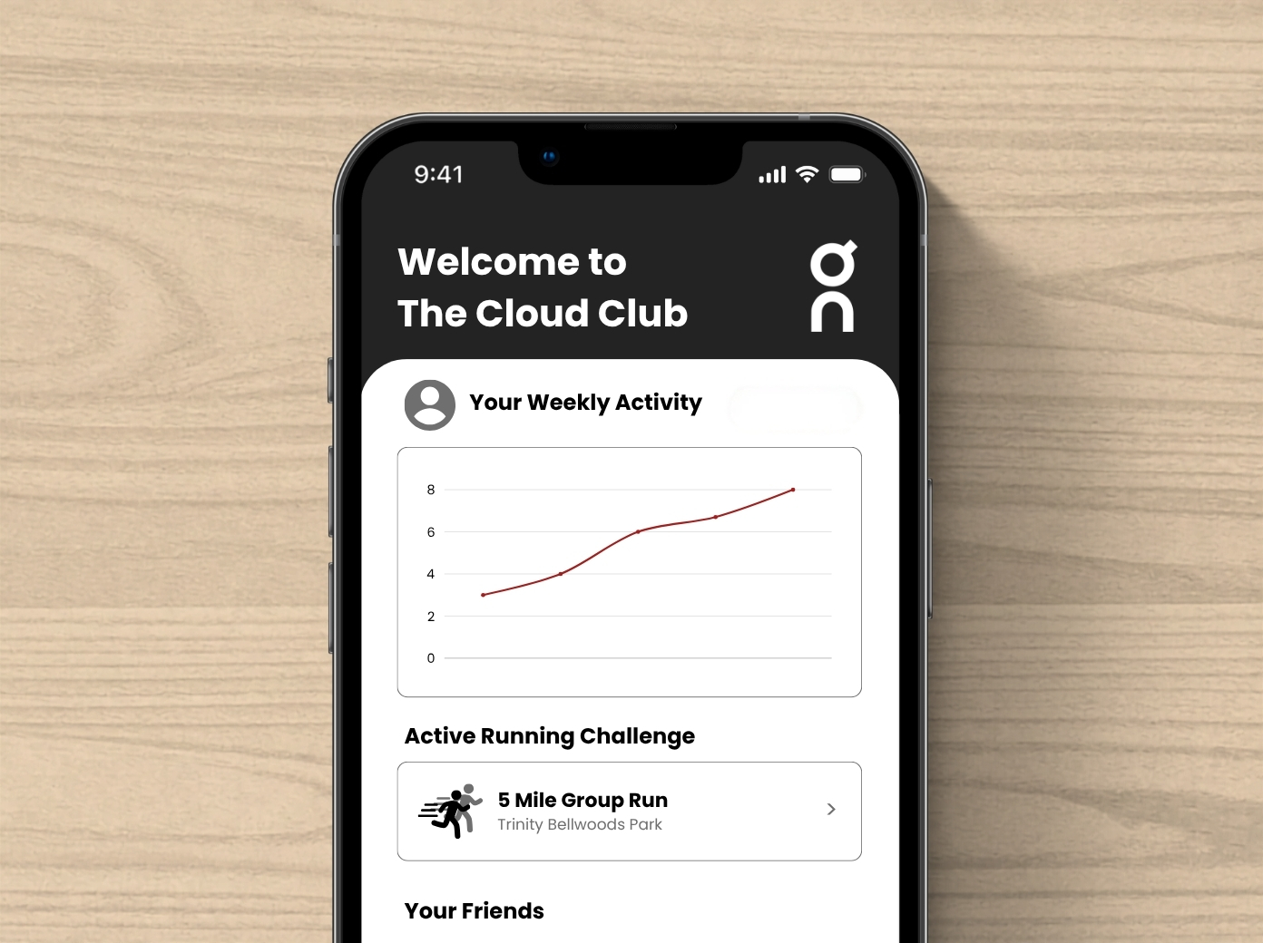On Run Club Mobile UI App Dashboard Mockup